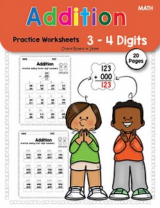 Three and Four-Digit Addition Worksheets | Grades 3–4 Math Practice