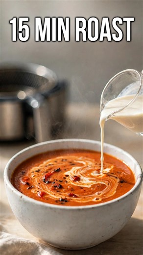Air Fryer Roasted Red Pepper Soup (Creamy & Sweet)
