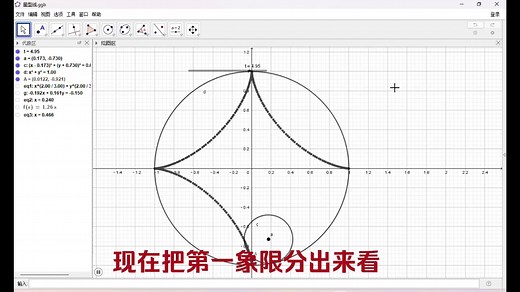 星形线绘制过程和参变量方程的简易推导。