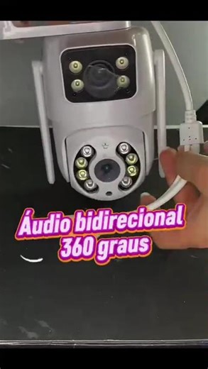 KIT Câmera De Segurança Lente Dupla IP66 Wi-Fi 360° Sensor Movimento Visão Noturna+MICROSD 16GB