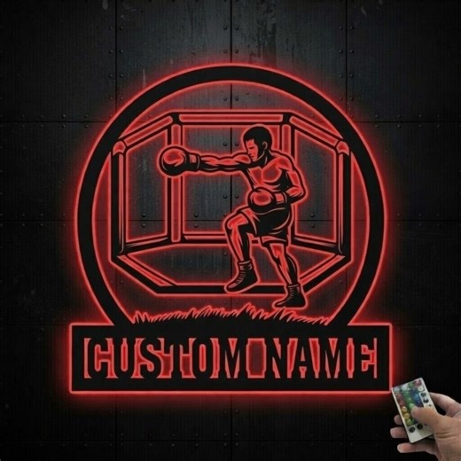 Personalized Boxing Neon Sign, Custom Name Fighter LED Wall Decor, Gym Sports Room Gift - Etsy