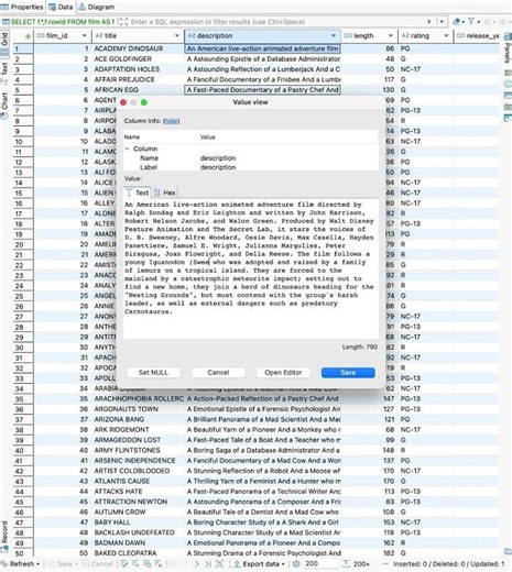 Edit cell value in a separate dialog with DBeaver