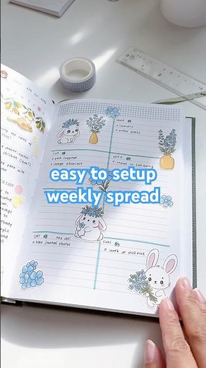 simple & easy to make bullet journal weekly spread 🦋🐬🌀 #stationery #bulletjournal