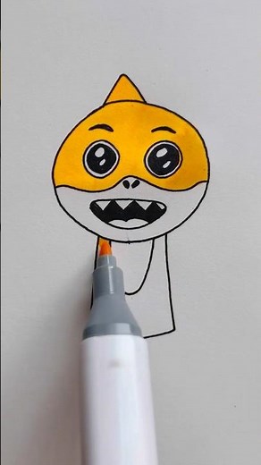 ✅ How to Draw Baby Shark Cartoon 🐷 | Easy Cartoon Art for Kids #easy #cartoon #kids 🦈