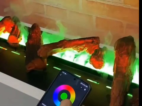 47.24 Inch APP RGB 3D Charcoal Water Vapor Fireplace Atomizing Fireplace Recessed Electric Fireplace Remote Control with Timer Touch Simulation Flame Touch Flame Multiple Colors
