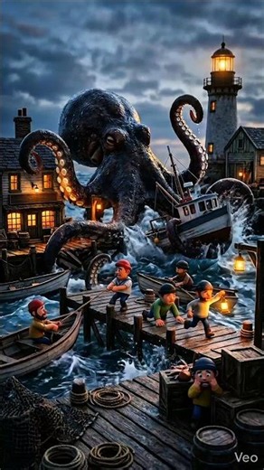 🐙 Giant Hand Saves Tiny Harbor From Monster Octopus! 🌊🖐️ #MiniRescue #OctopusAttack #TinyHarbor