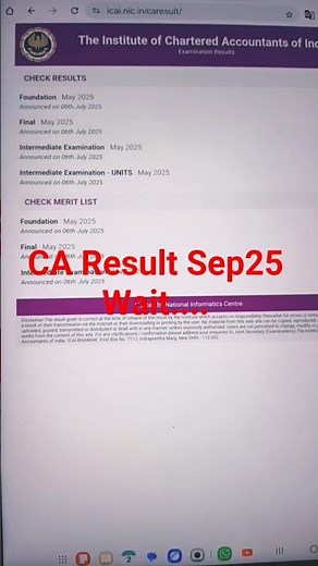 CA Result Sep25 ICAI website Update