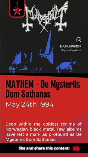 MAYHEM - De Mysteriis Dom Sathanas (1994) #Mayhem #BlackMetal #Norway #Metal #Classic