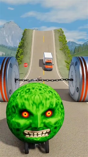 Moon Car & Cargo Truck vs Chained Hydraulic Crush -BeamNG.drive #beamngdrive #shorts #trending #usa