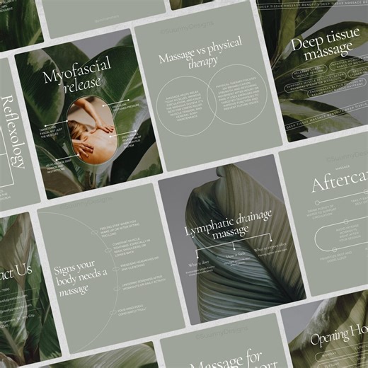 Massage Instagram Template | Massage Therapist Templates Posts | Massage Therapy Social Media Templates | Spa Instagram Posts - Etsy