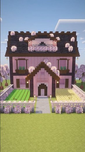 The Cutest Cherry Blossom House in Minecraft! 🌸🍒 #minecraft #minecraftshorts #minecraftbuilding