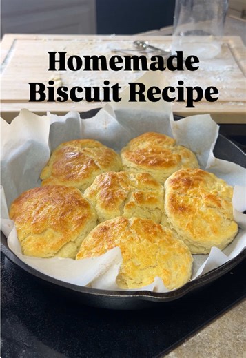make these biscuits! I promise you’ll never go back to store bought again! Recipe: 2 cups flour 1 tablespoon of baking powder 1 teaspoons of salt 1 teaspoon of sugar 1 stick of frozen butter 1 cup of milk 1 egg - optional - Mix all dry ingredients together, grate in your frozen butter, and pour in your milk - Combine until your dough is shaggy - Flour your surface and press the dough into itself and fold over. repeat about 8 times \t - Pre-heat your over to 425 - Cut out your biscuits, this reci