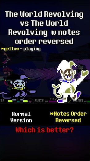 The World Revolving Notes Order Reversed Version Comparison part 1 #undertale #deltarune
