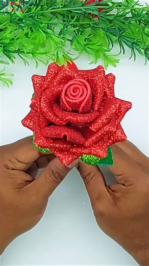 Valentine's Day Gift Ideas With Eva Glitter Foam Paper Rose Flower #handmade #valentinesday #gifts #roses | Origami Art & Crafts