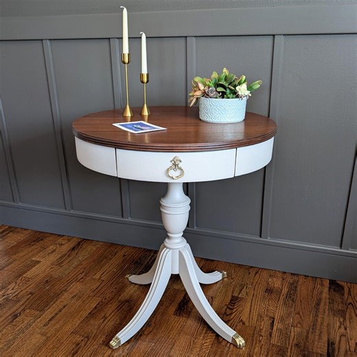 1940's Duncan Phyfe-style Drum/pedestal Table With Drawer - Etsy