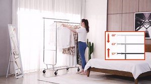 HOKEEPER 680 lbs Heavy Duty Clothing Garment Rack with Shelves Commercial Grade Clothing Racks on Wheels Rolling Double Clothes Rack Portable Collapsible Adjustable, Chrome Finish