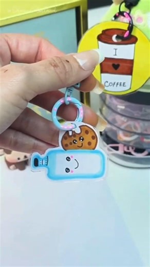 DIY keychain 🍪✨ easy bottle design #diy #craft #tutorial #shorts