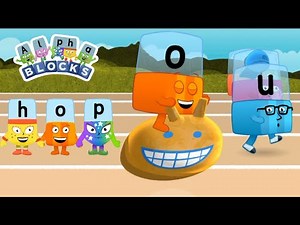 ALPHABLOCKS FUN RUN : SPELLING WORD HOP POP & COB | LEARN A I U E O | BLOCK RACE | KID CARTOON GAME