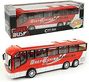 School Bus Toy for Toddlers, 1/16 Scale Die Cast Plastic Inertia Toy Car, Baby Cars Model Toy for Kid, Play Bus Game for Boys Girls Ages 3+