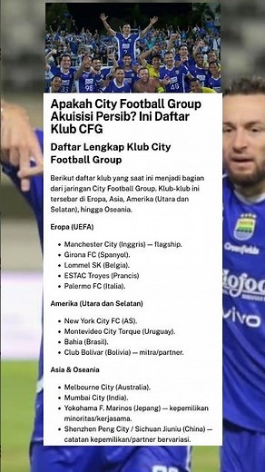 Daftar Klub Di Bawah Naungan City Football Group (CFG), Apakah Persib Akan Masuk Ke CFG?