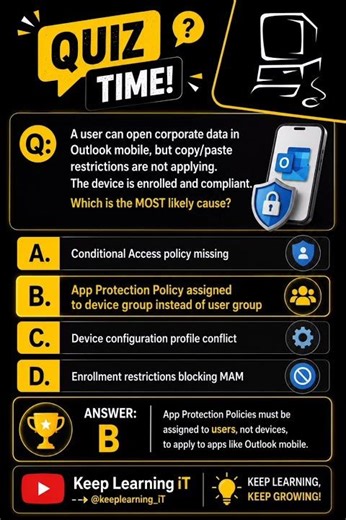 Keep Learning iT | Test Your Intune Skills 🚨 #mecm #techquiz #intune #youtubeshorts