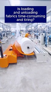 Cradle-type electric warp beam trolley, enjoy warp beam & big batch transport, keep effortless. #textilemachinery #textileindustry #WeavingMill #fabricroll #materialhandling | Suntech Textile Machinery