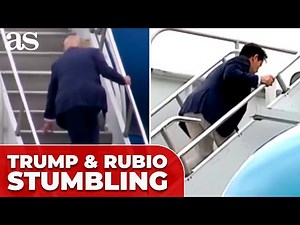 TRUMP and RUBIO caught STUMBLING while boarding AIR FORCE ONE