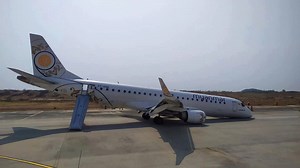 4.4K views · 18 reactions |  EMERGENCY LANDING  A Myanmar National Airlines plane has been forced to land at Mandalay International Airport using only its rear wheels after the front landing gear failed to deploy. All 82 passengers and seven crew members aboard the flight were declared safe after the dramatic landing yesterday. Video purportedly shot by one of the passengers and posted online showed an urgent but orderly evacuation of those on board. | ABC Perth | Facebook