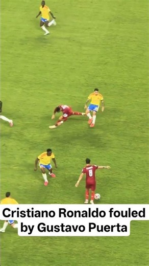 Cristiano Ronaldo fouled by Gustavo Puerta #cristianoronaldo #cr7 #cristiano #portugal #colombia