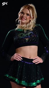 Step into the spotlight with Cheer Tyme's #GKOriginal uniform, designed for champions! 🤩The unique criss-cross back ensures support and grace, while the flutter skirt showcases a peak of their signature bold green color that embodies their team's vibrancy and energy. With the iconic Spanglez logo gleaming with pride, every routine becomes a testament to their passion for excellence in All-Star cheerleading. 🌟 Our hearts beat for these uniforms as they ignite the mat with passion and show what 