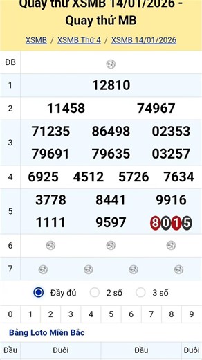 XSMB - QUAY THỬ XSMB THỨ 4 NGÀY 14/1 #shortvideo #xosomienbac #xsmb