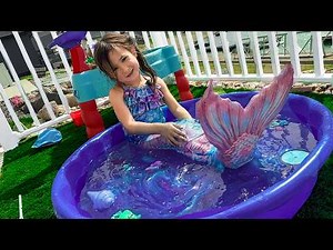 MERMAiD SLiME POOL PARTY!! Oak turns into MAGiCAL MERMAiD iN MAGiC BLUE SLiME!!