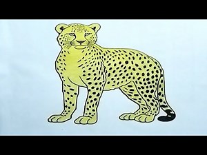 "leopard drawing painting | easy cheetah painting step by step animal art'