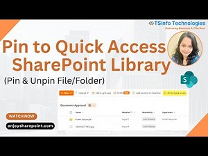 Pin to Quick Access in SharePoint Document Library | Pin & Unpin File/Folder in SharePoint Library