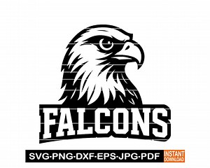 Falcons Sport Team Logo SVG, PNG, DXF, Football Design Cameo, Wild Animal Sports Logo Clipart, Vector for Cricut, Laser Cut File - Etsy