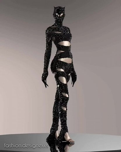 Black Couture Jumpsuit Inspired by Catwoman Design