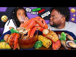 ACTING LIKE A JUNKIE PRANK + MEGA PRAWN & CRAB SEAFOOD BOIL MUKBANG 먹방 | QUEEN BEAST