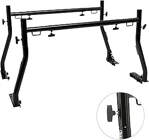 Heavy Duty Truck Ladder Rack: 800 lbs Capacity, 46-71 inch Adjustable, Pick-up Truck Bed Ladder Rack Non-Drilling Quick Install for Extended Truck Bed Storage