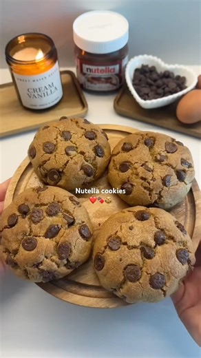 ❤️Nutella stuffed chocolate chip cookies #baking #bakingrecipe #cookies #nutella #chocolate