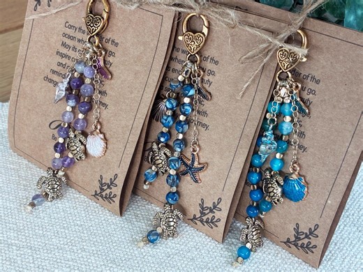 Sea Turtle Purse Charm, Ocean Inspired Bag Charm, Coastal Gift for Women, Beach Lover Accessory, Handmade Nautical Keychain - Etsy