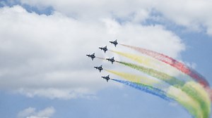 The Chinese air force's August 1 Aerobatic Team has presented a breath-taking performance at the Singapore Airshow 2020 on February 15, which is not only Asia's largest but one of the most prominent aerospace and air defense exhibition events around the globe. For more: https://news.cgtn.com/news/2020-02-16/Chinese-J-10-fighters-wows-the-Singapore-Airshow-O8gA9kUeYw/index.html | CGTN