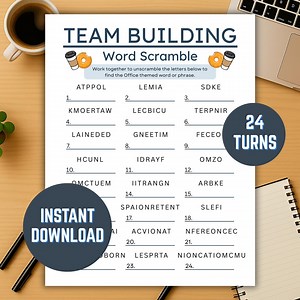 Team Building Word Scramble Game, Office Icebreaker Game, Get to Know You Game, Happy Hour Team Game, Printable Work Activity, Office Party - Etsy
