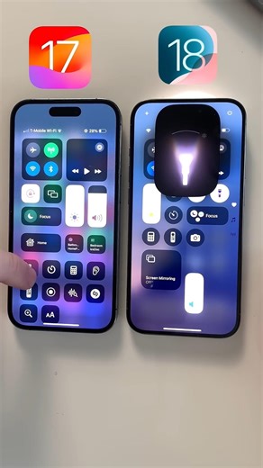 iOS 18 vs iOS 17 Control Center Comparison #ios18 #iphone #tutorial