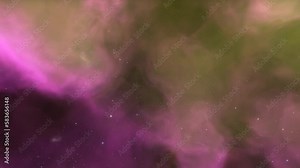 Traveling through space nebula and star fields in deep space. 3D animation