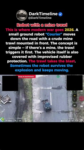 Robot with a mine trawl