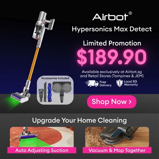 👀 Are You Missing Half the Dirt? It’s time to stop guessing and start seeing. Introducing the Airbot Hypersonics Max Detect—the cordless vacuum that reveals invisible dust and dirt with its revolutionary Max Detect illumination and smart digital display! Key Benefits: This is not just another vacuum, it's a dirt detective: ✅ See the Unseen: The specialized illumination brush head exposes hidden dust, making sure every speck is captured. ✅ Vacuum & Mop together: Effortlessly clean ceilings, corn