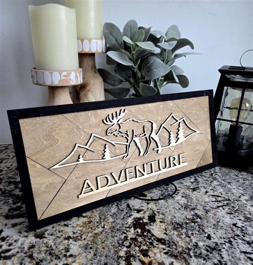 Laser Cut Moose Wood Sign, Mountain Cabin Decor, 15" X 6.5" - Etsy