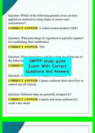 SWPPP study guide Exam With Correct Questions And Answers video