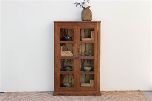 Vintage Colonial Scholar's Vitrine Teak Bookcase - Etsy
