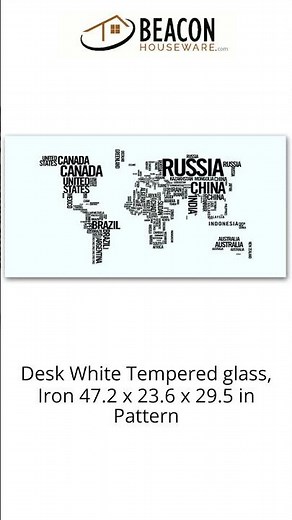 Desk White Tempered glass Iron 47.2 X 23.6 X 29.5 in Pattern